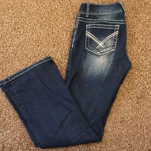 Dark wash distressed jeans